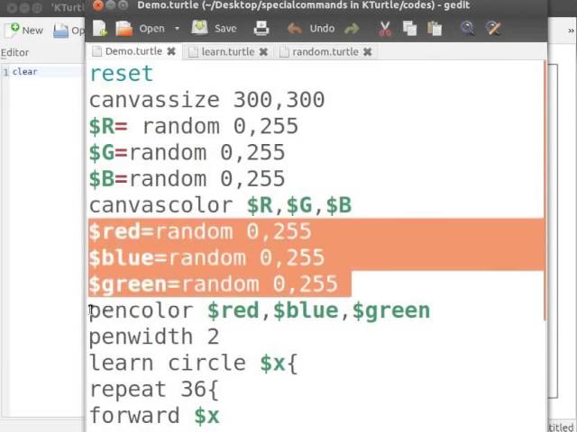 Special Commands in KTurtle - English