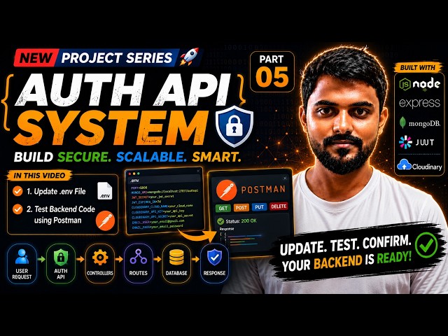 Build Auth API System | Configure .env & Test APIs with Postman | Part 05