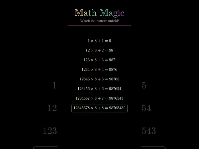 Math Magic Number Pattern 123456789 × 8 + Pattern | Amazing Mathematical Trick #maths #magic