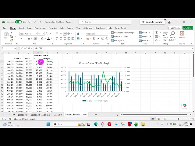 Create a combination chart in Excel