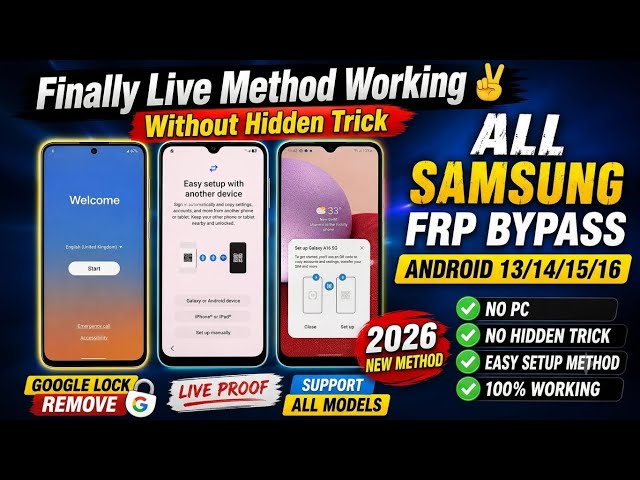 🔥 Finally Working! Samsung FRP Bypass 2026 | Android 12/13/14/15/16 | Remove Google Lock | No PC 