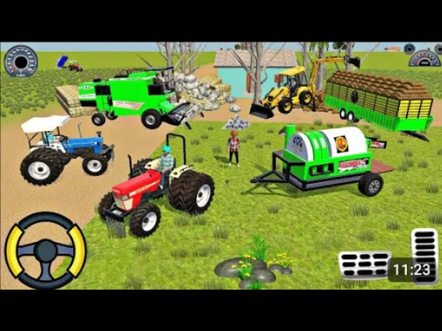 🔴 drive the threshar🌋  Harvester  jcb 🚒 Loaded wheat 🌾in tractor trowly 🏗️