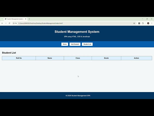 Student Management System | SPA Using HTML, CSS & JavaScript | Full Project Tutorial for Beginners