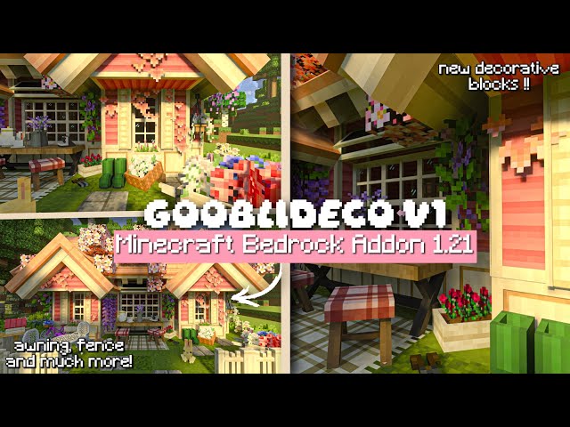 NEW Aesthetic Addon Gooblideco V1 | MCPE/Minecraft Bedrock 1.21+ Showcase | Awning, Fence Etc.