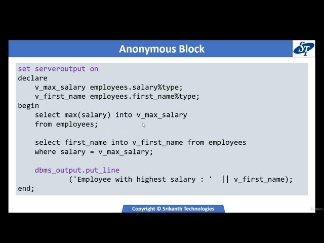 019 Introduction to PL SQL