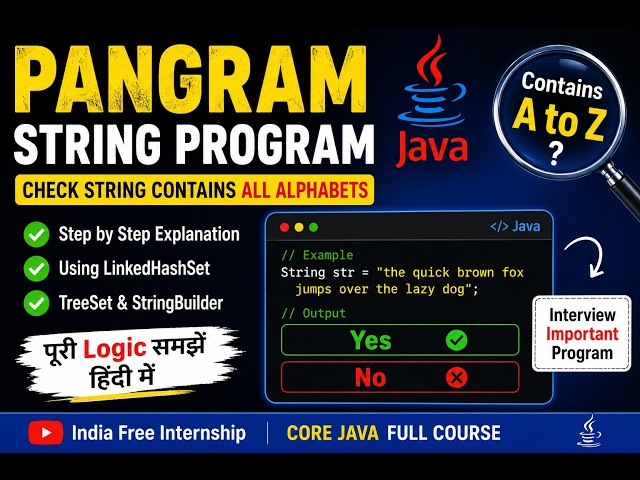 Pangram String Program in Java | Check String Contains All Alphabets | Java Interview Program