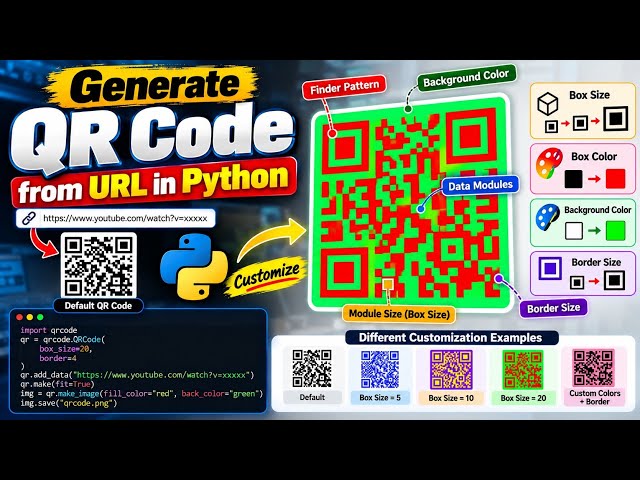 How to Generate QR Code from URL in Python | QR Code Customization Tutorial #python #project 