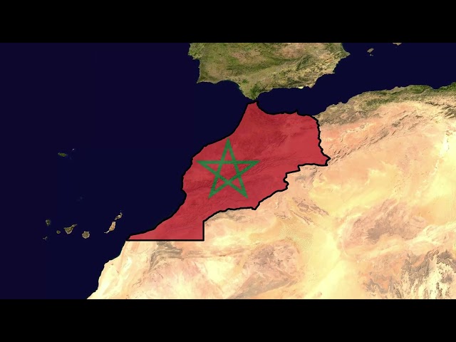 4K Morocco map with flag color stock video