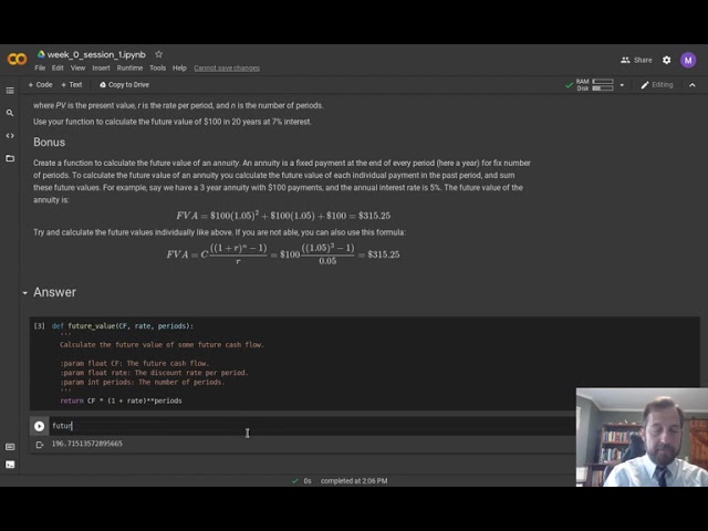 Python in Finance: Session 1 Exercise Solution