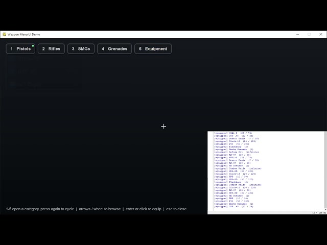 Weapon Menu User Interface (Python Pygame)