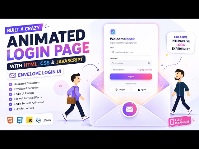 Built a Crazy Animated Login Page with HTML, CSS & JavaScript | Envelope Login UI