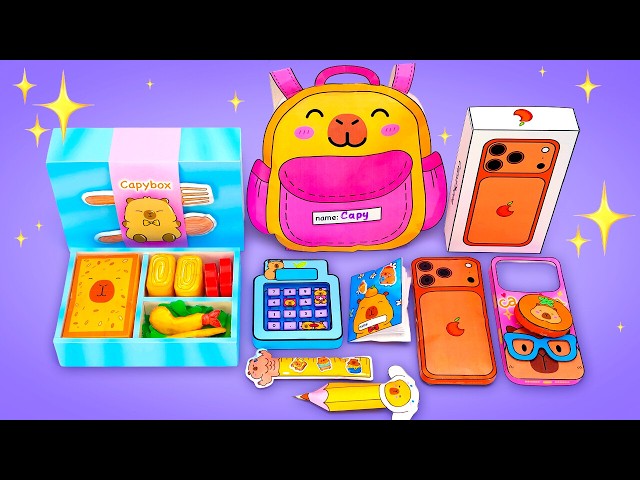🎒 DIY Capybara School Supplies! Squishy backpack, phone, and lunchbox 💛