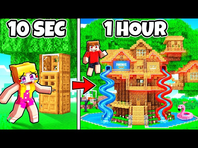 10 Seconds vs 1 Hour TREE HOUSE Build Challenge...
