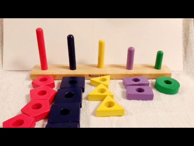 LEARN COLOR SHAPE AND NUMBERS WITH WOODEN TOY STACK AND SORT BOARD