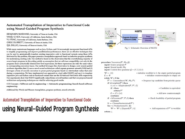 Automated Transpilation of Imperative to Functional Code using Neural-Guided Program Synthesis
