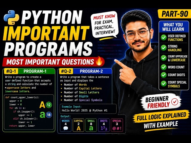 Python Most Important Programs 🔥 Practical Questions Explained Hindi | Part-90