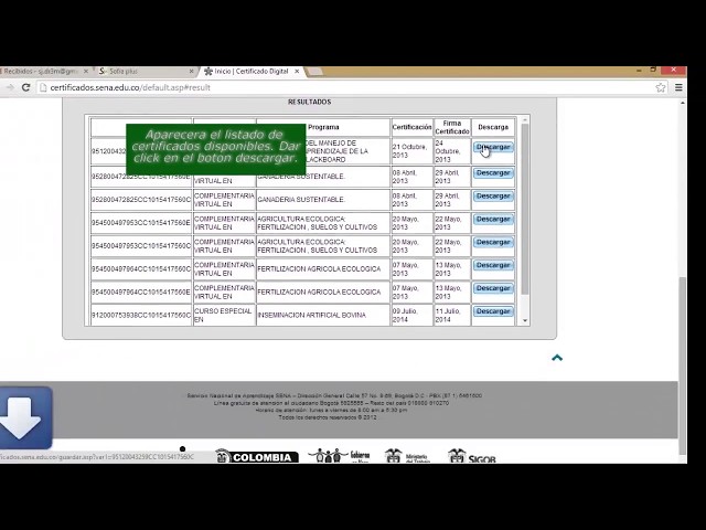 ¿Cómo descargar un certificado en Sofia Plus?