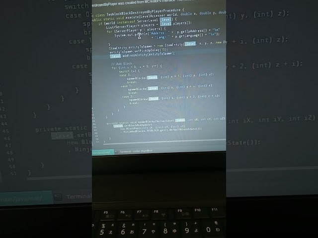 【マイクラからのJavaプログラミング１２歩目】□ブロックが、１マス上に復活するコードの解説。コードは説明に記載しています□#java  #coding #minecraft #マイクラ #games