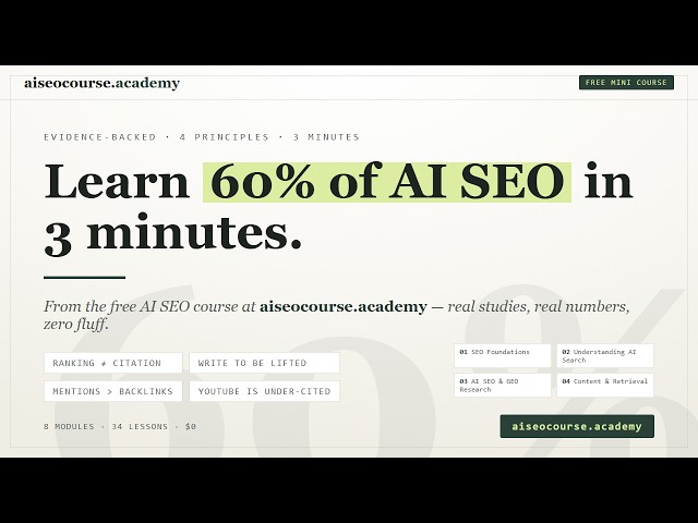 Learn 60% of AI SEO in 3 Minutes (Free Mini Course — SEO, GEO & AI Citations)