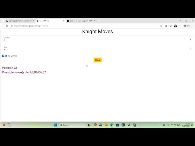 Knight Moves - HTML5/CSS3/JavaScript