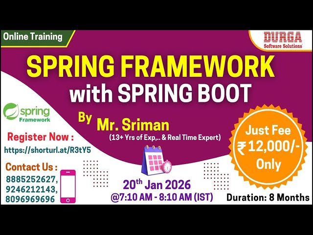 SPRING Framework with SPRING BOOT Online Training @ DURGASOFT