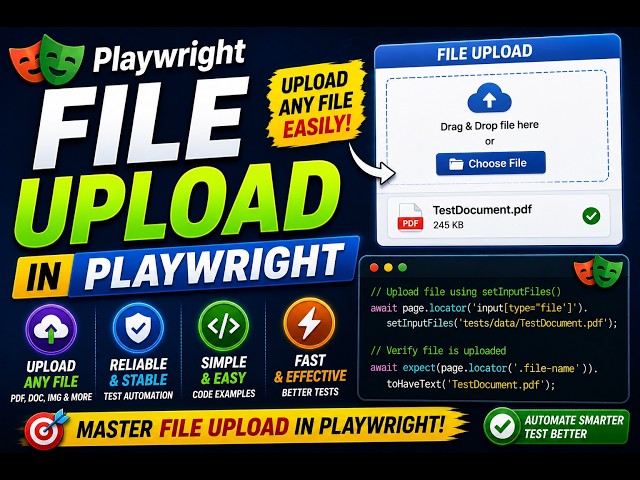 Playwright Tutorial 13 : File Upload and path fixture in Playwright