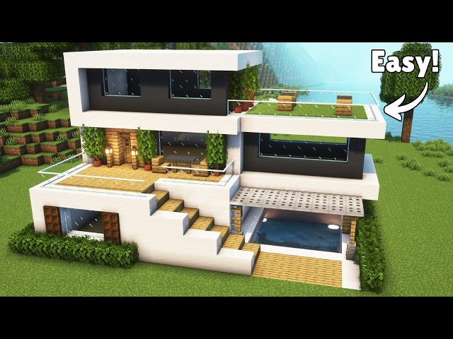 Minecraft Modern House Build with Pool