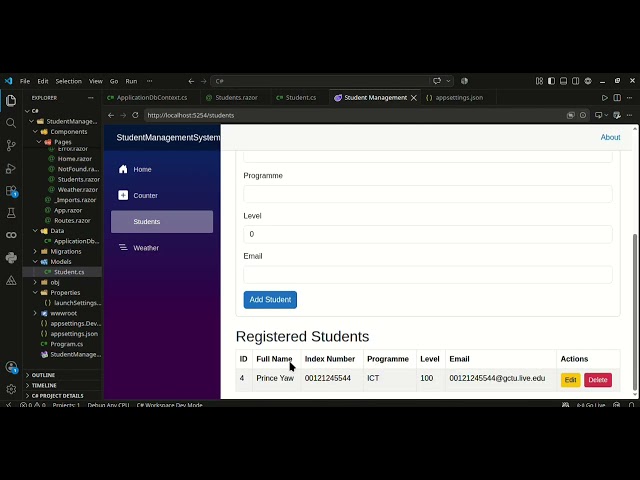 Blazor CRUD Tutorial: Student Management System with Entity Framework Core