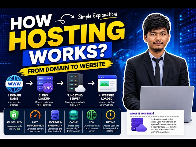 How Hosting Works? 🌐 Complete Beginner Guide | Domain, DNS, Server & Website Explained