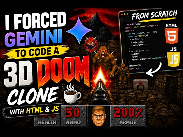 I forced Gemini to code a 3D Doom clone with HTML & JS from scratch☕