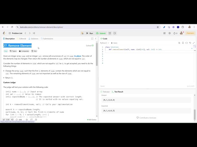 leetcode solution | 27. Remove Element | Remove Element leetcode solution in python