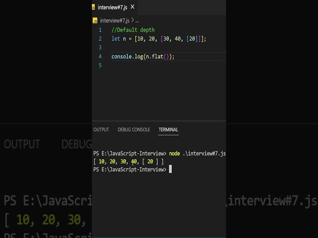 Array flat() Method in JavaScript | JS Interview Questions #7 |  | #shortvideo #short #shorts #js
