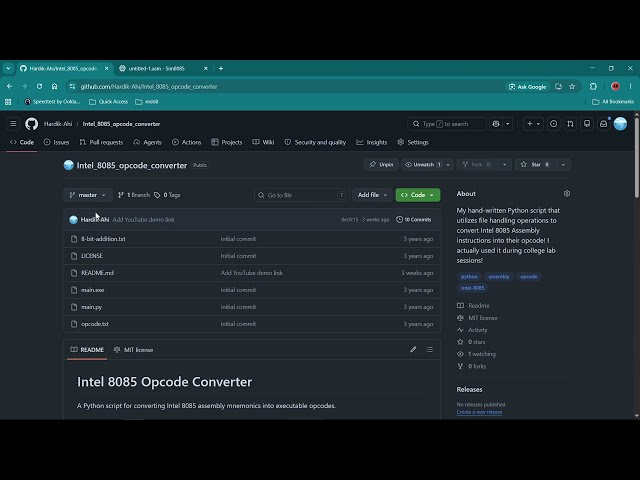 My 2nd year project (CSE) - Intel 8085 Opcode Converter