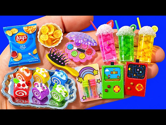 19 DIY Miniature Crafts for Barbie! 🥤🍰 Mini Drinks, Cakes, Miniature Makeup, Mini Video Game & more!