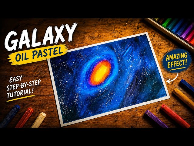 Easiest Galaxy Drawing with Oil Pastels for Beginners | Step by Step Tutorial 🌌🎨