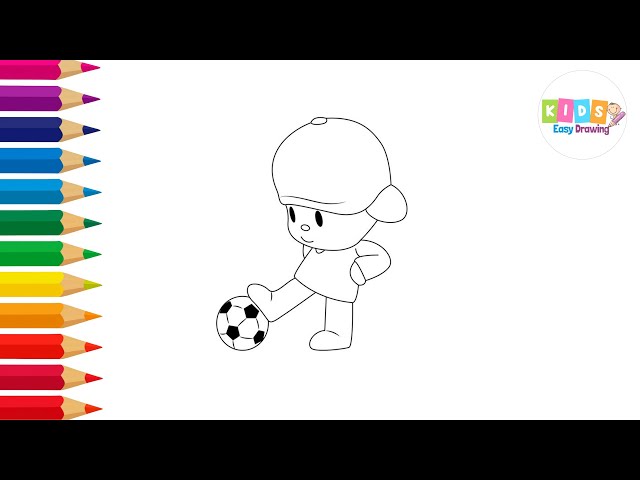 Pocoyo - Pocoyo with football game Drawing, Painting & Coloring For Kids and Toddlers_ Kids Art