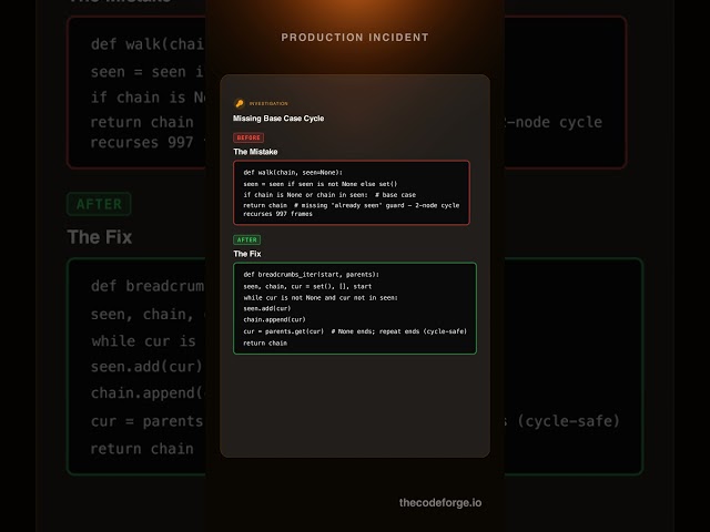 Python Errors: Category Cycle Recursed 997 Frames and Took Down Search #Shorts