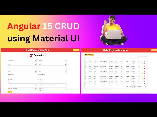 Angular 15 CRUD by using Material UI components| Using Json-Server | GYM Registration App in Angular