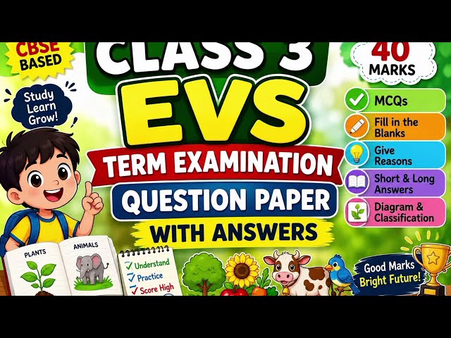 Class 3 EVS Term Examination | Question Paper & Answers| Important  Questions| CBSE NCERT Term Exam 