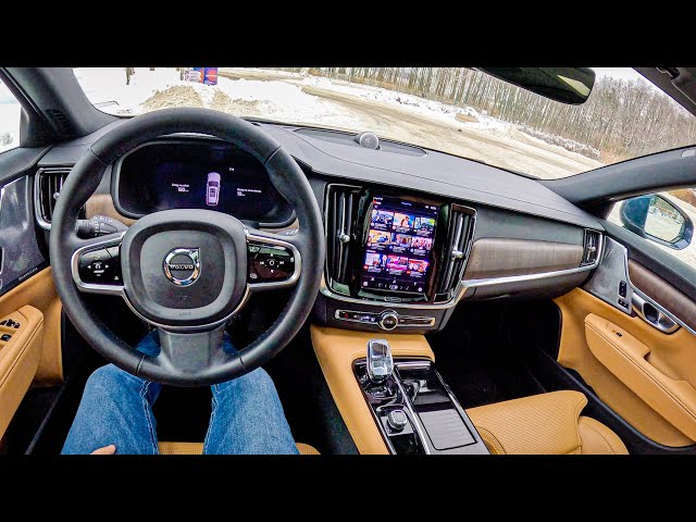 2024 Volvo V90 🇸🇪 [2.0 T8 Plug-In Hybrid 455HP] |0-100| POV Test Drive #1952 Joe Black
