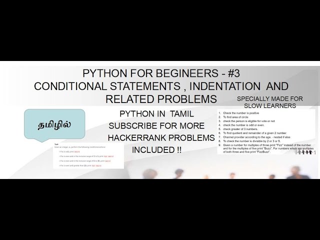 Python Conditional Statements and  hackerrank Problems included  | Explained in Tamil | Learn Python