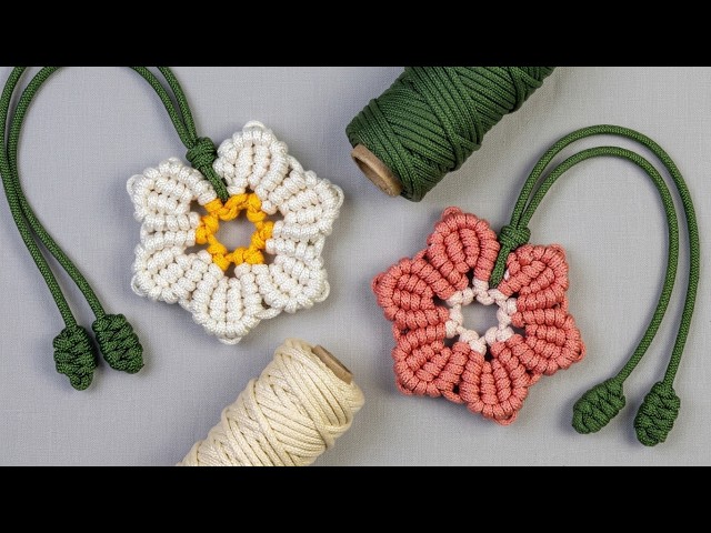Macrame Flower Keychain 🌼 Relaxing Step-by-Step Paracord Tutorial