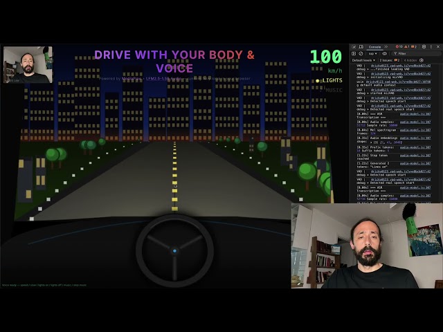 Hand & Voice Racer with MediaPipe Hand Landmarker and LFM2.5-Audio-1.5B