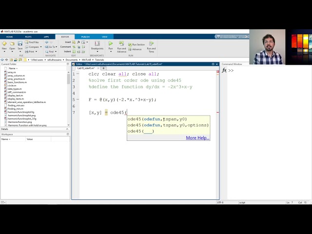 Solve First Order Ordinary Differential Equation in MATLAB using ode45