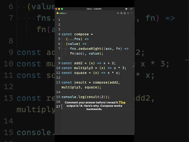 Can You Predict This Compose Function Output? 🤔 #shorts #youtubeshorts #coding #javascript #viral