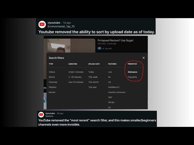 How to get back missing 'sort by most recent' and other filters on YouTube search