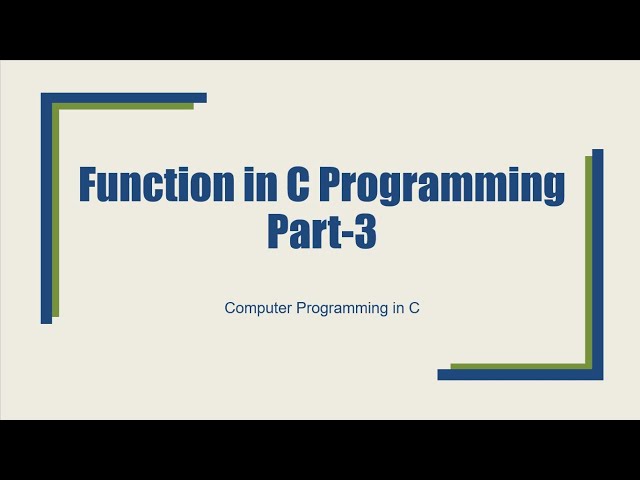 Function in C | Part 3 | How to define Function in C | Return Keyword | C Tutorials  in Hindi