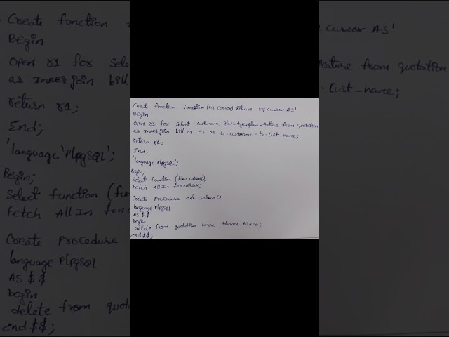 create a function and procedure in plsql #shorts #shortsfeed