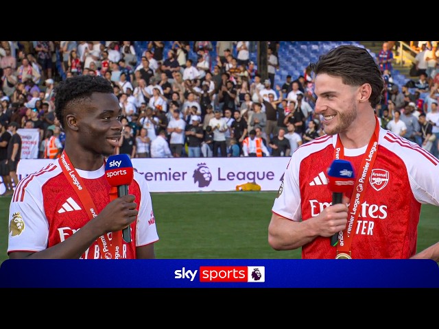 Bukayo Saka & Declan Rice FULL reaction as Arsenal lift Premier League trophy