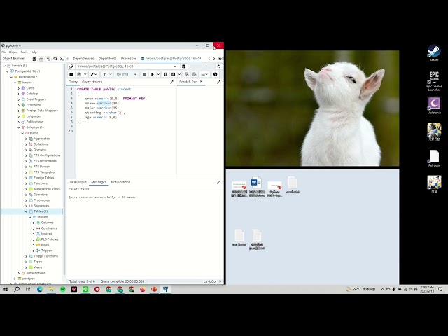 pgAdmin - created tables